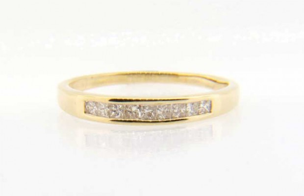 14k Gold Channel Set Princess Cut Diamond Wedding Band