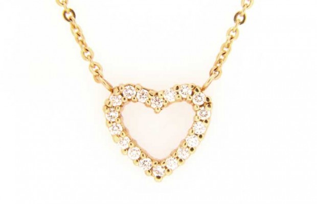 14k Yellow Gold Diamond Heart Necklace